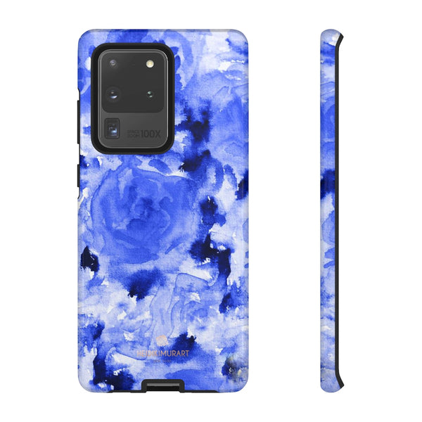 Blue Floral Print Phone Case, Roses Tough Designer Phone Case -Made in USA-Phone Case-Printify-Samsung Galaxy S20 Ultra-Glossy-Heidi Kimura Art LLC