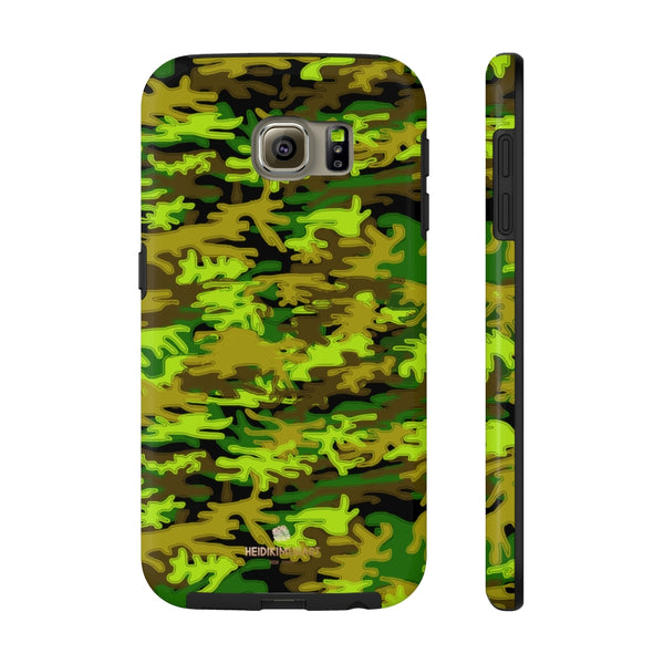 Black Green Camo iPhone Case, Case Mate Tough Samsung Galaxy Phone Cases-Phone Case-Printify-Samsung Galaxy S6 Tough-Heidi Kimura Art LLC