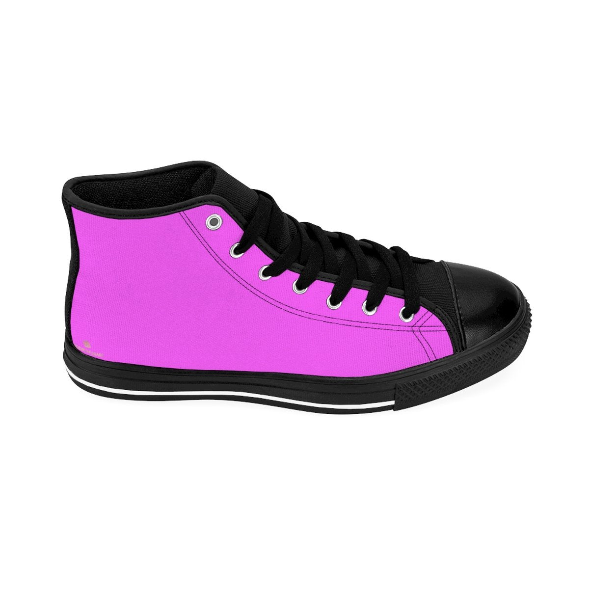 Hot Pink Solid Color Print Premium Men's High-top Premium Fashion Sneakers-Men's High Top Sneakers-Black-US 9-Heidi Kimura Art LLC
