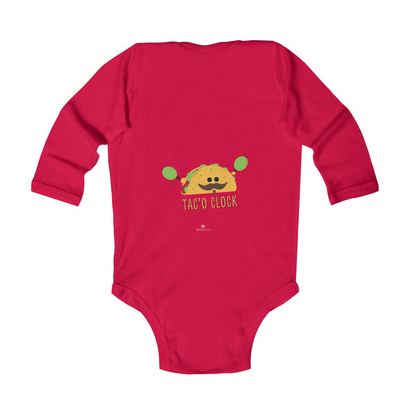 Taco Cute Funny Baby Boy or Girls Infant Kids Long Sleeve Bodysuit - Made in USA-Infant Long Sleeve Bodysuit-Heidi Kimura Art LLC