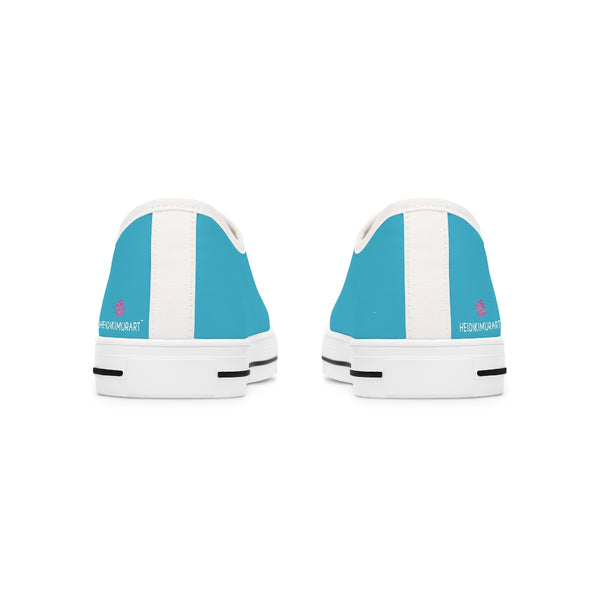 Blue Color Best Ladies' Sneakers, Solid Color Women's Low Top Sneakers Tennis Shoes (US Size: 5.5-12)