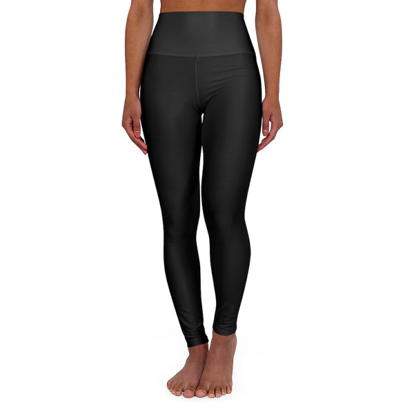 Black High Waisted Yoga Leggings, Solid Color Long Women Yoga Tights-All Over Prints-Printify-Heidi Kimura Art LLC