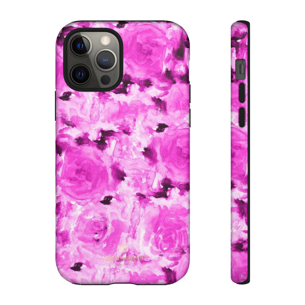 Hot Pink Floral Print Phone Case, Abstract Print Tough Cases, Designer Phone Case-Made in USA-Phone Case-Printify-iPhone 12 Pro-Matte-Heidi Kimura Art LLC
