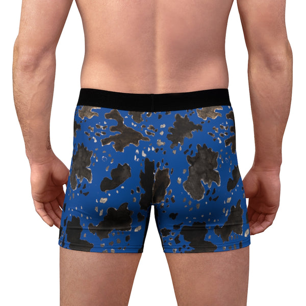 Blue Cow Men's Underwear, Cow Farm Animal Print Fetish Print Designer Fashion Underwear For Sexy Gay Men, Men's Gay Fetish Party Erotic Boxer Briefs Elastic Underwear (US Size: XS-3XL)