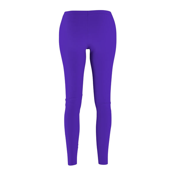 Iris Bright Purple Classic Solid Color Women's Casual Leggings - Made in USA-Casual Leggings-Heidi Kimura Art LLC