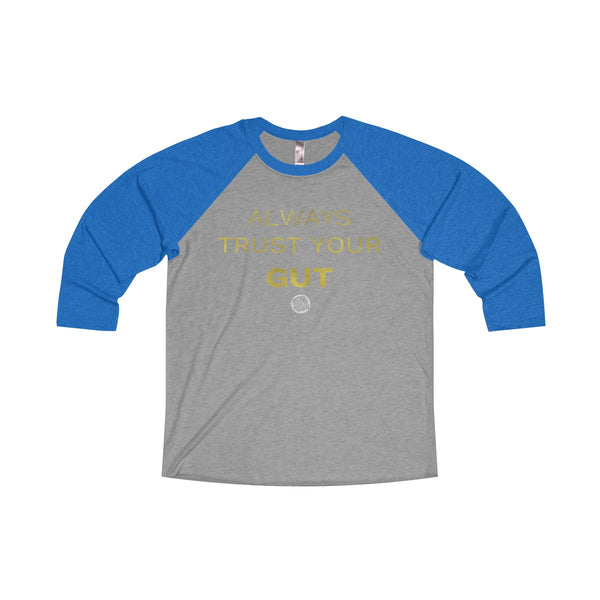 Motivational Unisex Tee, Tri-Blend 3/4 Raglan T-Shirt With Inspirational Quote -Made in USA-Long-sleeve-S-Vintage Royal / Premium Heather-Heidi Kimura Art LLC