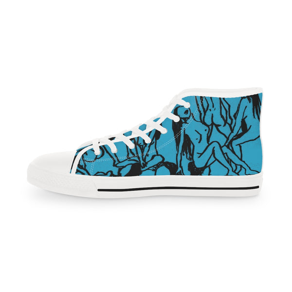 Turquoise Nude Men's High Tops, Modern Minimalist Best Men's High Top Sneakers