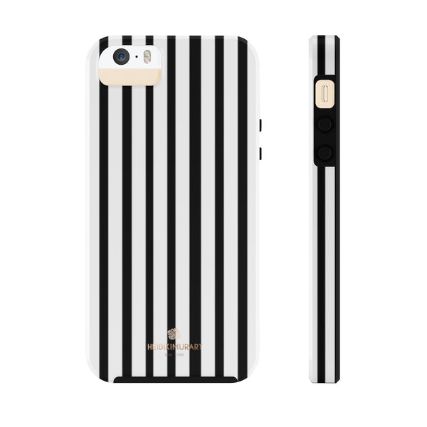 Black Vertical Striped iPhone Case, Designer Case Mate Tough Samsung Galaxy Phone Cases-Phone Case-Printify-iPhone 5/5s/5se Tough-Heidi Kimura Art LLC