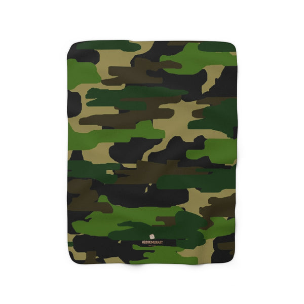 Camo Military Army Print Designer Cozy Sherpa Fleece Blanket-Made in USA-Blanket-50'' x 60''-Heidi Kimura Art LLC