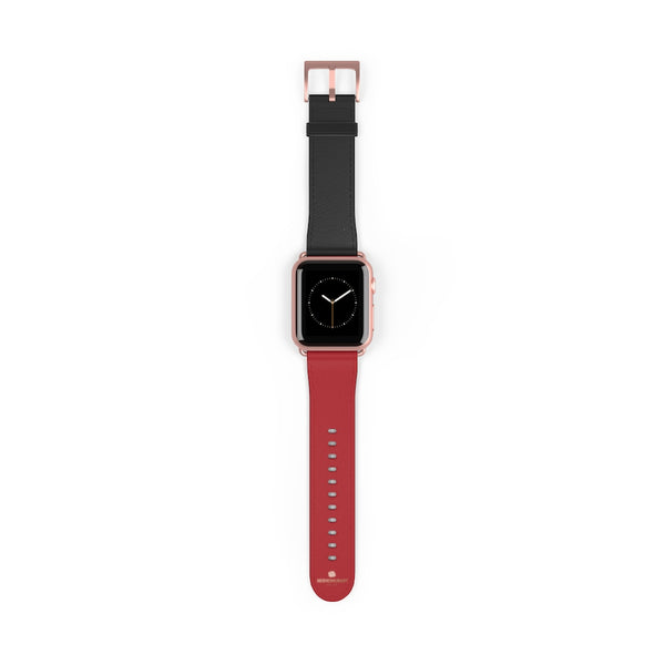 Burgundy Red Black Dual Color 38mm/42mm Watch Band For Apple Watch- Made in USA-Watch Band-38 mm-Rose Gold Matte-Heidi Kimura Art LLC