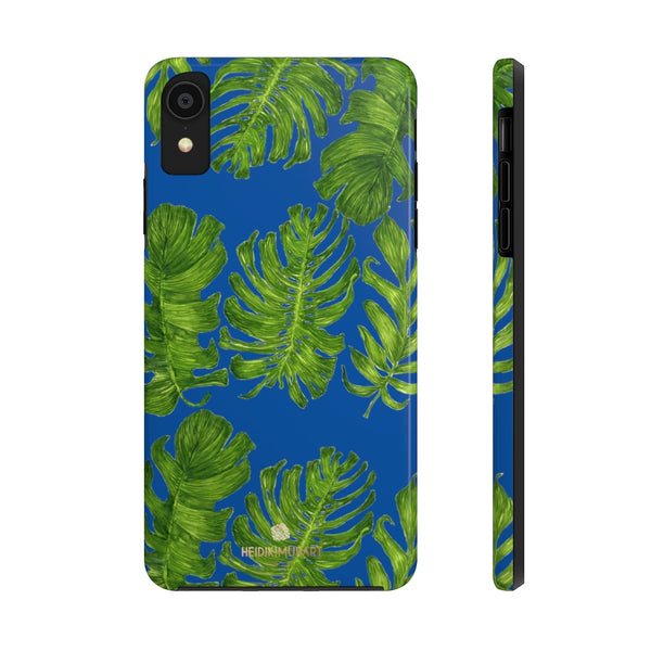 Blue Green Tropical Leaf iPhone Case, Case Mate Tough Samsung Galaxy Phone Cases-Phone Case-Printify-iPhone XR-Heidi Kimura Art LLC