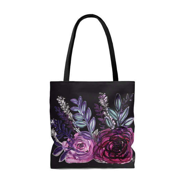 Purple Rose Flower Floral Print Designer Tote Bag - Made in USA-Tote Bag-Heidi Kimura Art LLC