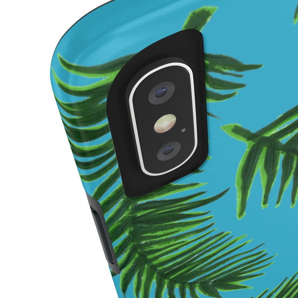 Sky Blue Tropical Print Phone Case, Palm Leaf Case Mate Tough Phone Cases-Made in USA - Heidikimurart Limited 