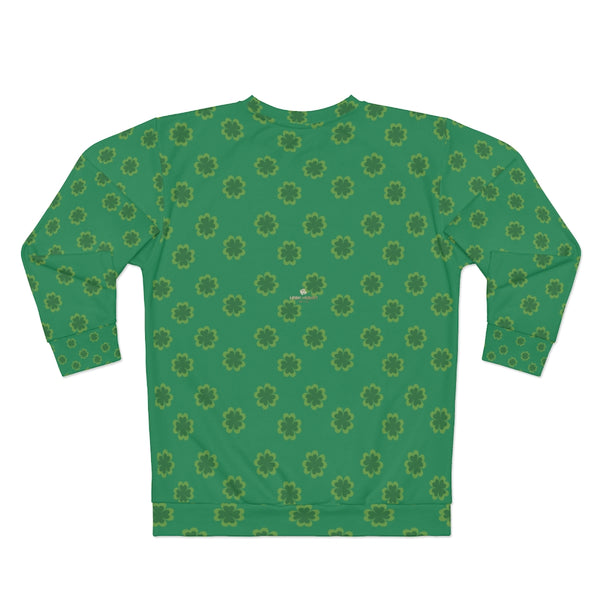 Dark Green St. Patrick's Day Green Clover Print Unisex Couple's Sweatshirt- Made in USA-Unisex Sweatshirt-Heidi Kimura Art LLC