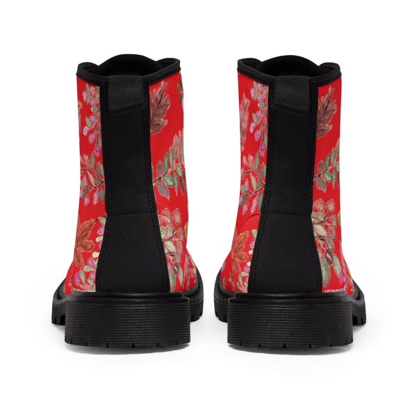 Red Fall Women's Boots, Fall Leaves Print Women's Boots, Best Winter Boots For Women (US Size 6.5-11)