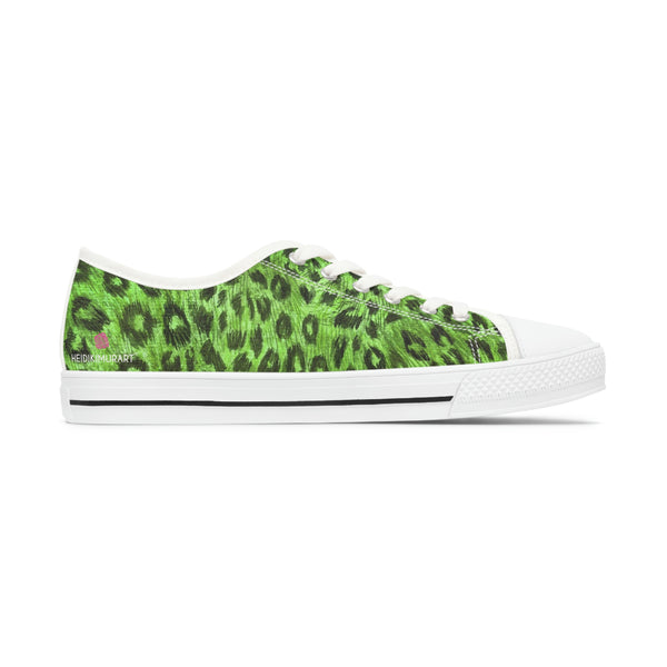 Green Leopard Print Ladies' Sneakers, Leopard Animal Print Basic Essential Women's Low Top Sneakers Tennis Shoes, Canvas Fashion Sneakers With Durable Rubber Outsoles and Shock-Absorbing Layer and Memory Foam Insoles&nbsp;(US Size: 5.5-12)