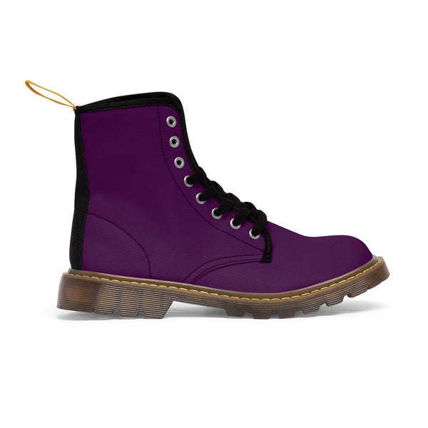 Royal Purple Classic Solid Color Designer Women's Winter Lace-up Toe Cap Boots-Women's Boots-Heidi Kimura Art LLC