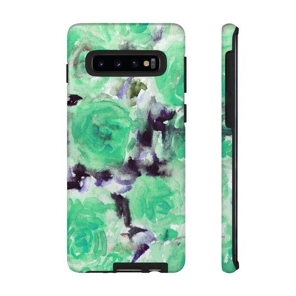 Turquoise Floral Print Tough Cases, Designer Phone Case-Made in USA-Phone Case-Printify-Samsung Galaxy S10-Matte-Heidi Kimura Art LLC