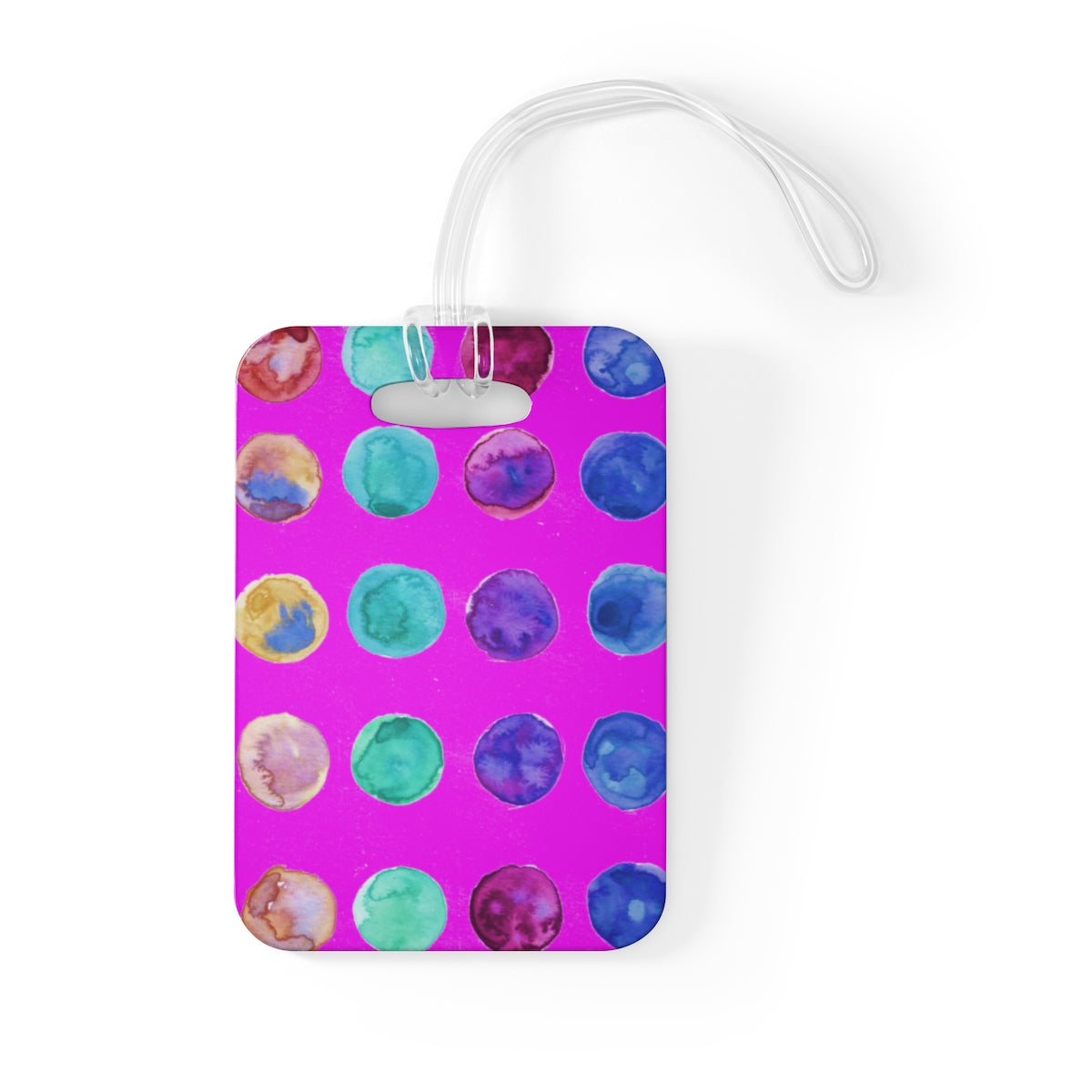 Toda Cute Watercolor Polka Dots Designer Travel Luggage Suitcase Bag Tag - Made in USA-Bag Tags-One Size-Heidi Kimura Art LLC