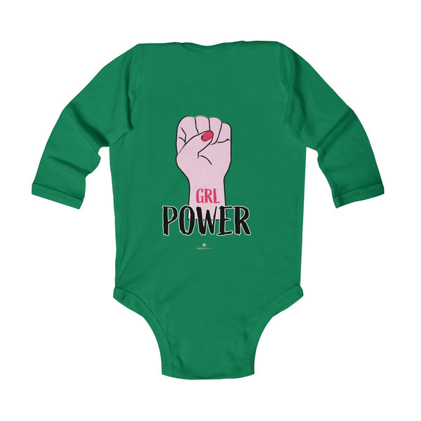 Girl Power Baby Girls Premium Infant Kids Long Sleeve Bodysuit Clothes - Made in USA-Infant Long Sleeve Bodysuit-Heidi Kimura Art LLC