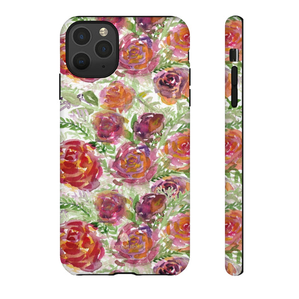 Pink Rose Floral Phone Case, Flower Print Tough Designer Phone Case -Made in USA-Phone Case-Printify-iPhone 11 Pro Max-Matte-Heidi Kimura Art LLC