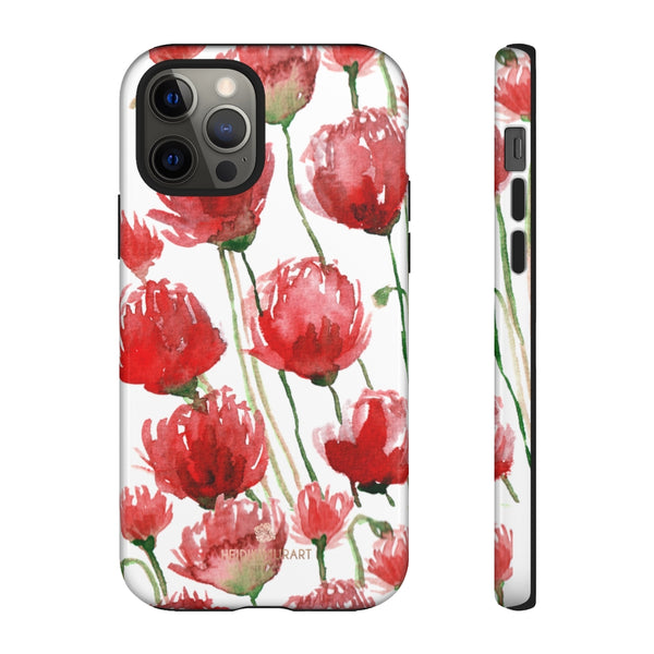 Red Tulips Floral Tough Cases, Roses Flower Print Best Designer Phone Case-Made in USA-Phone Case-Printify-iPhone 12 Pro-Glossy-Heidi Kimura Art LLC