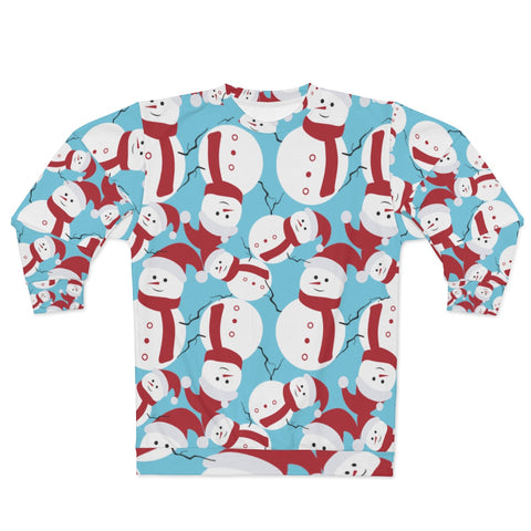 Light Blue Cute Snowman Christmas Holiday Party Unisex Sweatshirt - Made in USA-Unisex Sweatshirt-Heidi Kimura Art LLC