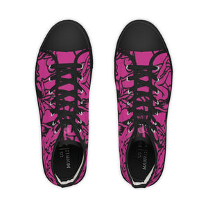 Hot Pink Nude Men's Sneakers, Designer Unique Artistic Men's High Tops, Modern Minimalist Best Men's High Top Sneakers, Modern Minimalist Solid Color Best Men's High Top Laced Up Black or White Style Breathable Fashion Canvas Sneakers Tennis Athletic Style Shoes For Men (US Size: 5-14) 