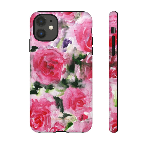Pink Rose Floral Tough Cases, Roses Flower Print Best Designer Phone Case-Made in USA-Phone Case-Printify-iPhone 11-Matte-Heidi Kimura Art LLC