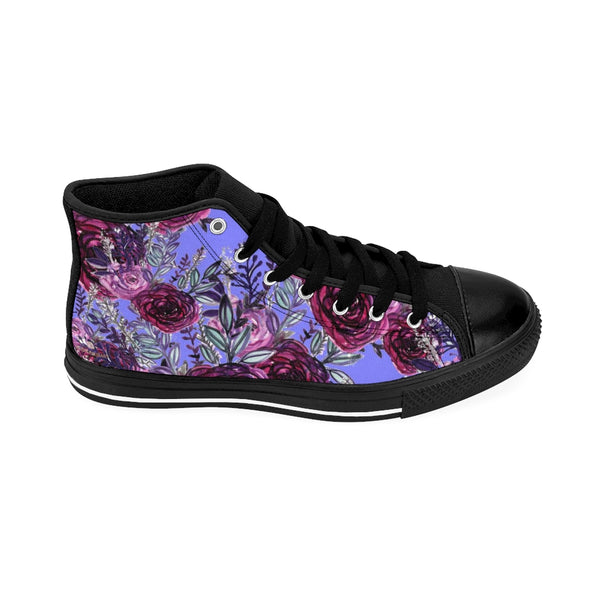 Purple Rose Women's Sneakers, Floral Print Designer High-top Fashion Tennis Shoes-Shoes-Printify-Heidi Kimura Art LLCPurple Rose Women's Sneakers, Floral Print 5" Calf Height Women's High-Top Sneakers Running Canvas Shoes (US Size: 6-12)