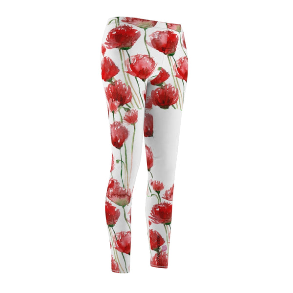 Red Poppy Floral Casual Leggings