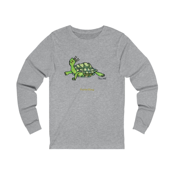 Turtle King Unisex Jersey Long Sleeve Tee Unisex T-Shirt, Made in USA (Size: X-2XL)-Long-sleeve-Athletic Heather-S-Heidi Kimura Art LLC