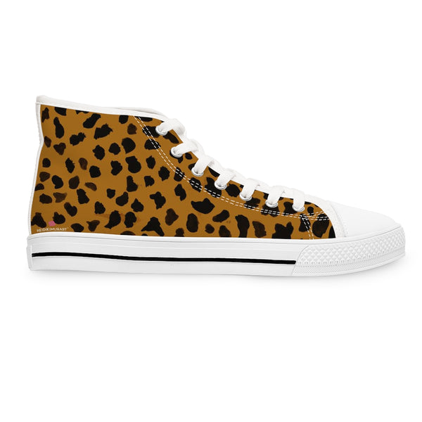 Brown Cheetah Ladies' High Tops, Animal Print Women's High Top Sneakers