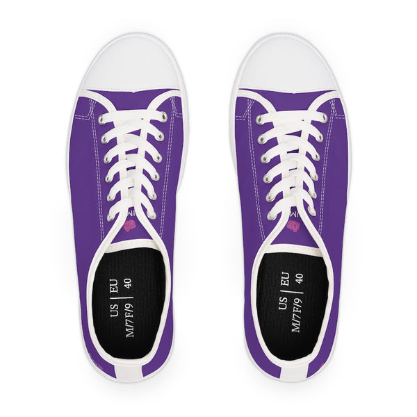 Dark Purple Color Ladies' Sneakers, Solid Purple Color Modern Minimalist Basic Essential Women's Low Top Sneakers Tennis Shoes, Canvas Fashion Sneakers With Durable Rubber Outsoles and Shock-Absorbing Layer and Memory Foam Insoles (US Size: 5.5-12)