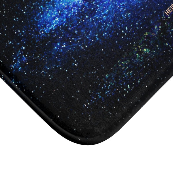 Galaxy Mixed Blue Colors Night Sky Stars Print Bathroom Bath Mat - Made in USA-Bath Mat-Heidi Kimura Art LLC