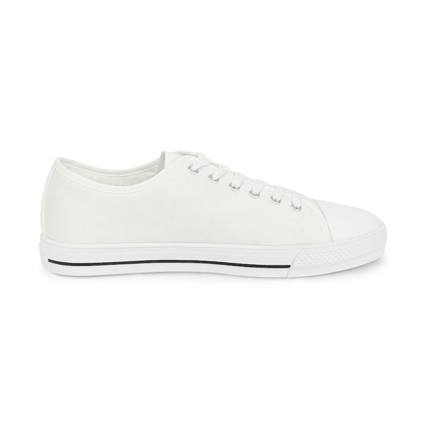 White Color Men's Sneakers, Best Solid White Color Men's Low Top Sneakers Running Canvas Shoes