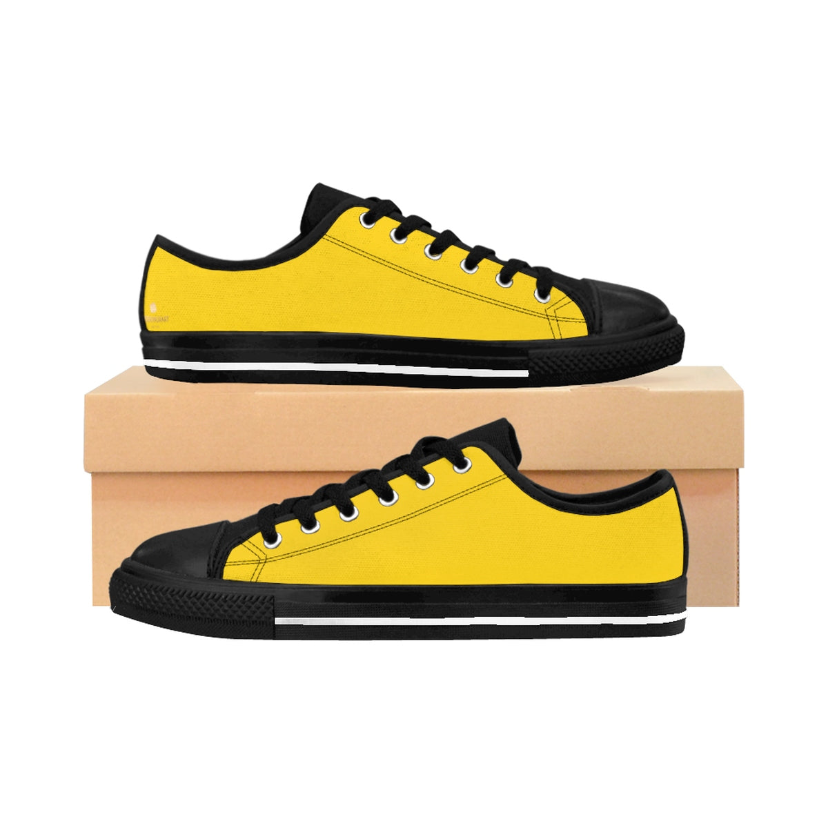 Bumble Bee Yellow Solid Color Premium Designer Low Top Women's Sneakers-Women's Low Top Sneakers-US 10-Heidi Kimura Art LLC