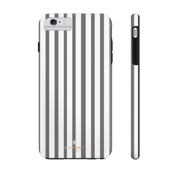 Grey Striped iPhone Case, Designer Case Mate Tough Samsung Galaxy Phone Cases-Phone Case-Printify-iPhone 6/6s Plus Tough-Heidi Kimura Art LLC