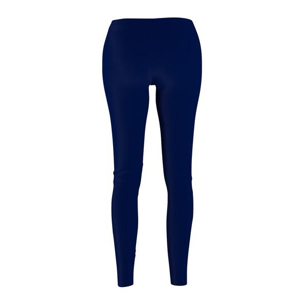Navy Blue Classic Solid Color Women's Casual Leggings- Made in USA (US Size: XS-2XL)-Casual Leggings-Heidi Kimura Art LLC