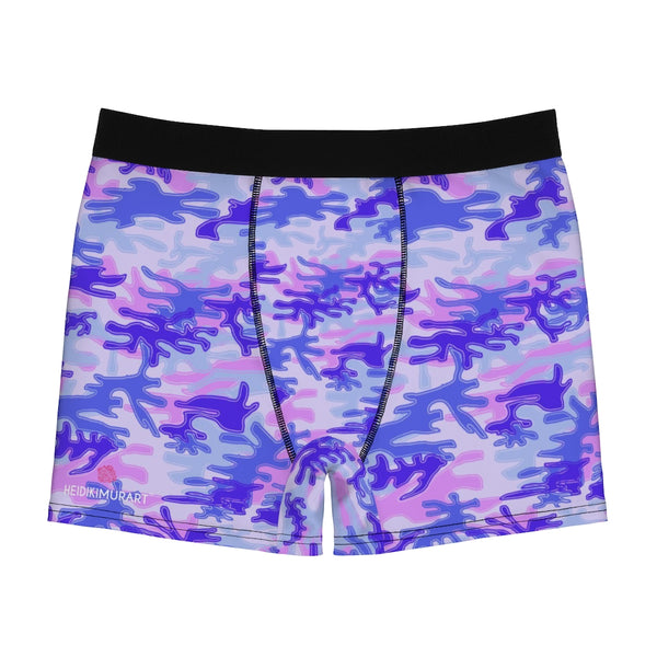 Purple Camo Men's Boxer Briefs, Pastel Camouflage Army Military Underwear For Men, Hot Men's Boxer Briefs Hipster Lightweight 2-sided Soft Fleece Lined Fit Underwear - (US Size: XS-3XL)