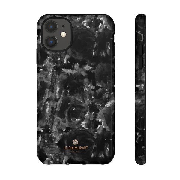 Black Rose Floral Tough Cases, Abstract Print Best Designer Phone Case-Made in USA-Phone Case-Printify-iPhone 11-Glossy-Heidi Kimura Art LLC