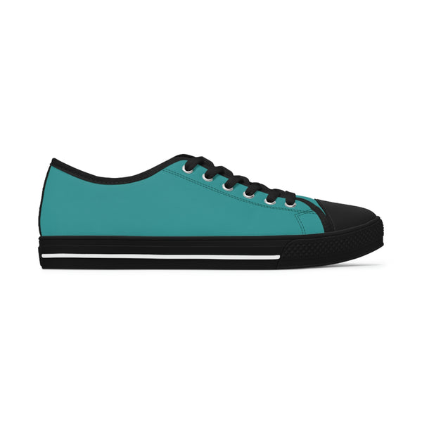 Teal Blue Color Ladies' Sneakers, Solid Color Best Designer Women's Low Top Sneakers