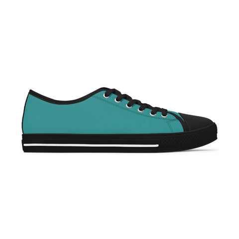 Teal Blue Color Ladies' Sneakers, Best Solid Blue Color Modern Minimalist Basic Essential Women's Low Top Sneakers Tennis Shoes, Canvas Fashion Sneakers With Durable Rubber Outsoles and Shock-Absorbing Layer and Memory Foam Insoles&nbsp;(US Size: 5.5-12)