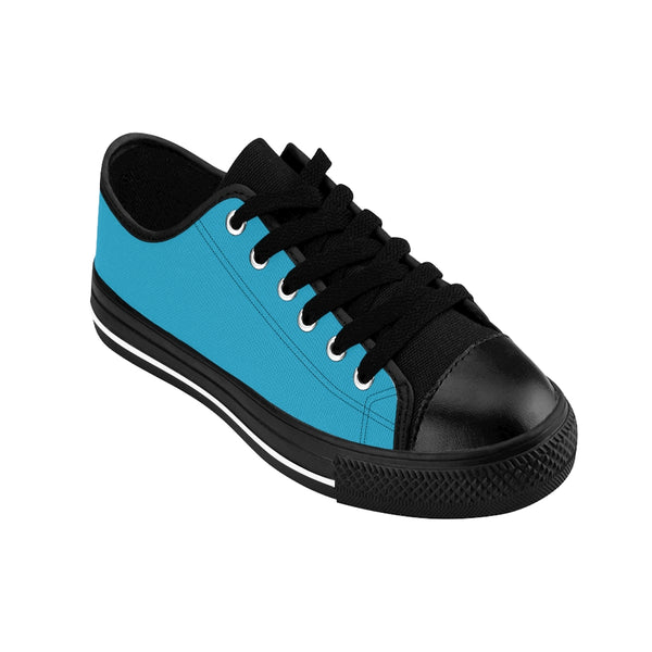 Sky Blue Color Women's Sneakers, Lightweight Blue Solid Color Designer Low Top Women's Canvas Bright Best Quality Premium Fashion Casual Sneakers Tennis Running Athletic Shoes (US Size: 6-12)