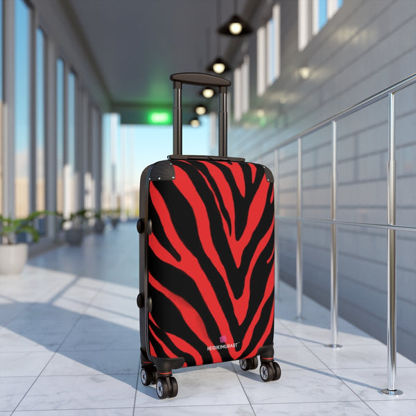 Red Zebra Striped Print Suitcases, Zebra Striped Animal Print Designer Suitcase Luggage (Small, Medium, Large)