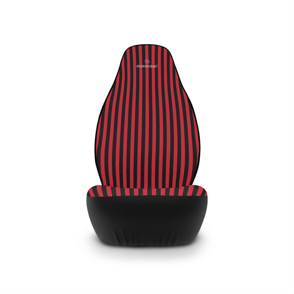 Red Striped Car Seat Covers, Red and Black Vertically Striped 2-Pcs Set (48.03" × 18.50") Polyester Car Seat Covers, Best Car Accessories Essential Premium Quality Best Soft Luxury Car Seat - 2 Pack For Your Car Seat Protection, Car Seat Protectors, Designer Car Seat Accessories, Pair of 2 Front Seat Covers, Custom Seat Covers, Luxury Car Seat Covers, Best Car Seat Covers