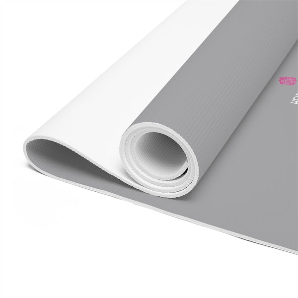Medium Grey Foam Yoga Mat, Solid Grey Color Modern Minimalist Print Best Fashion Stylish Lightweight 0.25" thick Best Designer Gym or Exercise Sports Athletic Yoga Mat Workout Equipment - Printed in USA (Size: 24″x72")