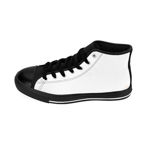 White Princess Solid Color Women's High Top Sneakers Running Shoes (US Size: 6-12)-Women's High Top Sneakers-Heidi Kimura Art LLC White Women's Sneakers, Modern Minimalist White Princess Solid Color Women's High Top Minimalist Fashion Sneakers Running Shoes (US Size: 6-12)