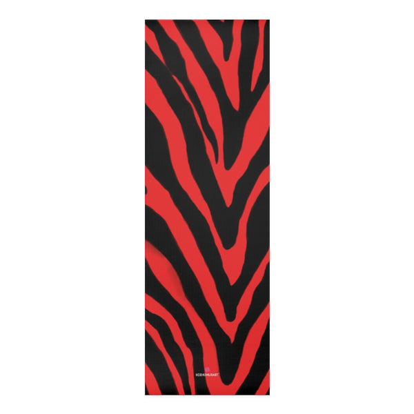 Red Zebra Foam Yoga Mat, Red and Black Animal Print Wild & Fun Stylish Lightweight 0.25" thick Best Designer Gym or Exercise Sports Athletic Yoga Mat Workout Equipment - Printed in USA (Size: 24″x72")