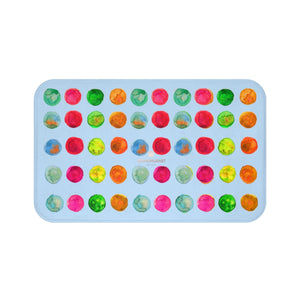 Polka Dot Bath Mat, Baby Pastel Blue Colorful Dots Print Microfiber Bath Mat- Made in USA-Bath Mat-Large 34x21-Heidi Kimura Art LLC